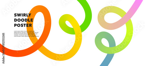 Vibrant gradient lines twist with squiggly ribbons and rainbow curves. Dynamic waves and lively doodles create a bold abstract flow perfect for graffiti inspired posters and energetic modern layouts.