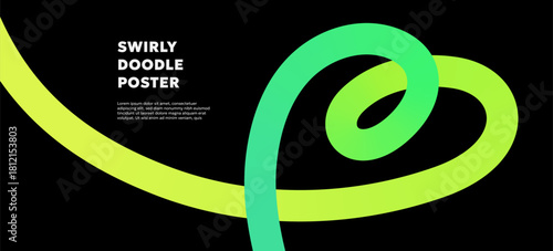 Playful neon ribbons twist with gradient swirls and doodle curves. Bright squiggles and rainbow loops create a joyful abstract look ideal for kids designs, party layouts and modern digital art.