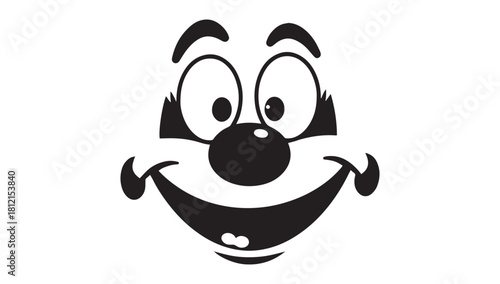 Whimsical cartoon character face evokes laughter and joy, perfect for playful designs and cheerful illustrations, a simple and fun design element