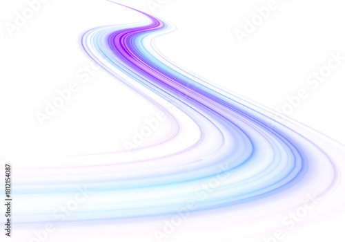 Neon stripes in the form of drill, turns and swirl. Illustration of high speed concept. Image of speed motion on the road. Vector PNG. Image of speed motion on the road.