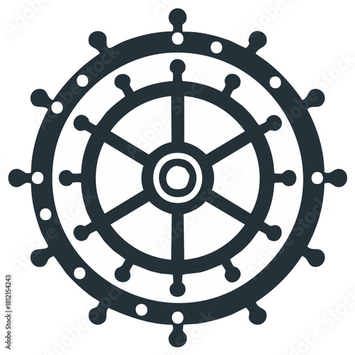 Nautical Vessel Steering Wheel Graphic Illustration Icon Design Vector