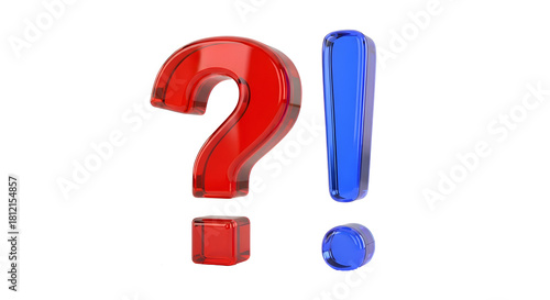 bold red question mark paired with a blue exclamation mark — perfect for alerts that need attention and clarification, FAQ highlights, surprise/urgent questions, customer support prompts, or dramatic 