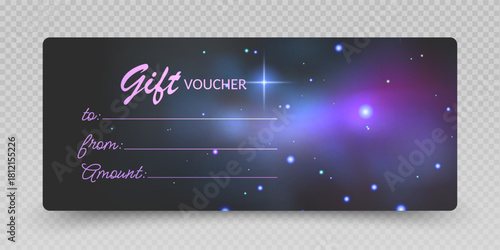 Elegant Gift Certificate and Card. luxury gift vouchers. Cosmic Sparkle and Galactic Glow special light effect 