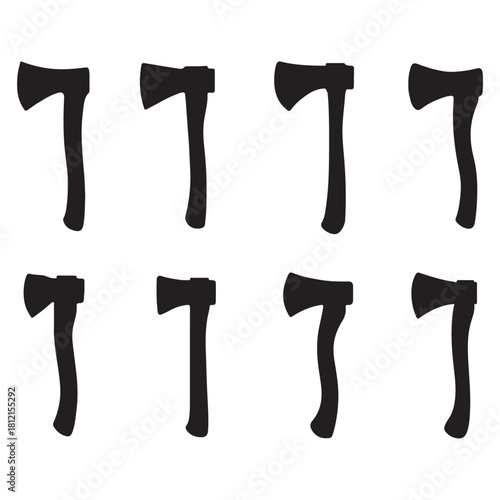 Axe Silhouette icon set Vector silhouette