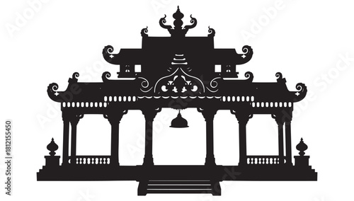 Capture the serenity with this Asian pavilion silhouette, perfect for travel blogs, spiritual designs, and adding a touch of Eastern elegance to your project