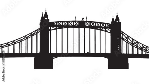 Striking silhouette of a historic bridge, perfect for architectural designs, urban landscapes, and travel posters, evoking a sense of nostalgia and adventure