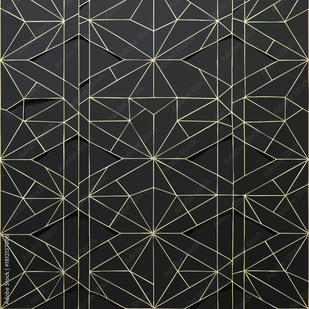 Obraz premium Dark Geometric Gold Line Repeating Pattern Wallpaper.