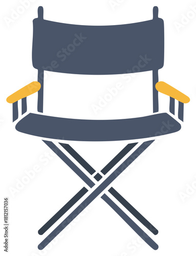 Director's Chair Icon with Wooden Armrests, Entertainment Industry Equipment, and Theatrical Production Tool