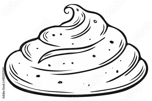 Abstract cartoon stylized excrement or poop with curls and dots in black and white