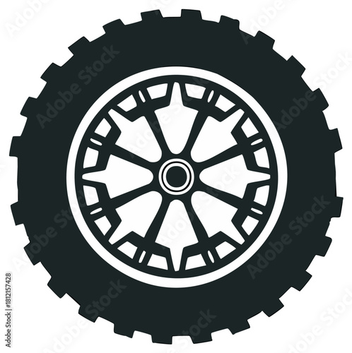 Rugged Tread Tire and Alloy Wheel Vector Graphic