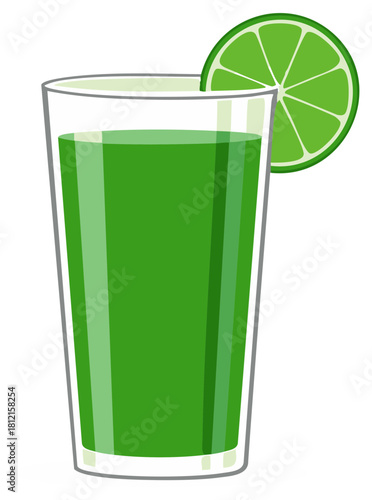 Lime Drink Refreshment Green Juice in Glass with Citrus Slice