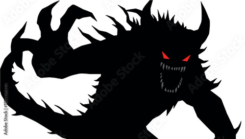Unleash the Terror with this Shadow Beast, Perfect for Horror Designs and Dark Fantasy Art, Experience the Thrill of the Unknown with this Monster