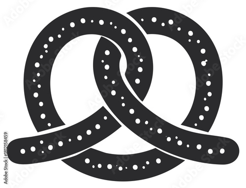 Black and white pretzel with salt graphic icon for German beer festivals and October celebrations
