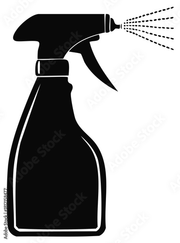 Black Spray Bottle Silhouette Spritzing with Dots | Cleaning and Household Use