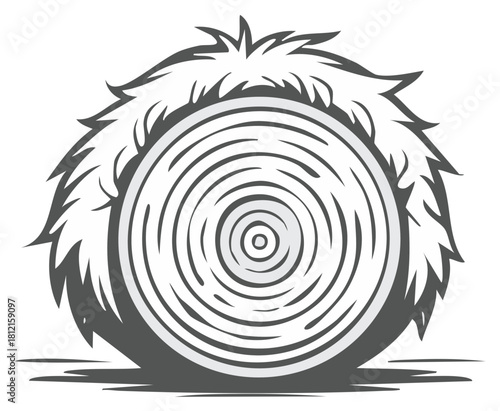 Illustrated image of a hay bale with straw. Farm or harvest concept.