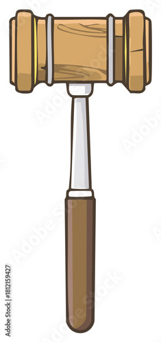 Simple Wooden Gavel Illustration Representing Law Court and Justice Authority