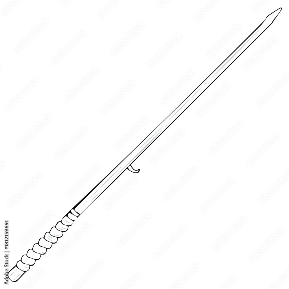 Obraz premium Ink drawing of a polearm weapon, spear or staff for fantasy or concept art