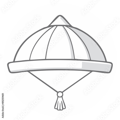 Traditional Asian conical hat with tassel illustration