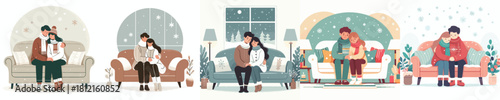 couple hugging warmly in the snow outside