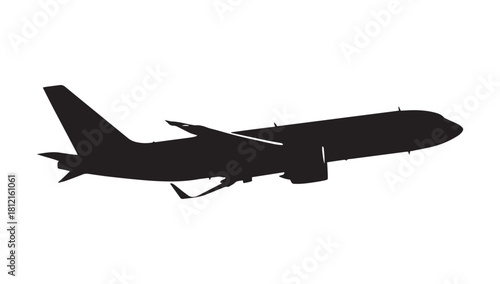 Bold airplane silhouette soaring with power, ideal for aviation themes, travel promotions, or conveying speed, modern design, and journey concepts in projects