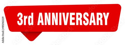 3rd anniversary red sticker isolated on transpatent background. 3rd anniversary sign