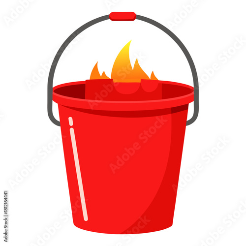 bucket with fire