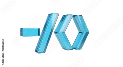 glassy blue 3D code-like symbol combining a hyphen, forward slash and hexagon shape — good for developer tools, code snippets, programming icons, or tech/U/X visuals.

