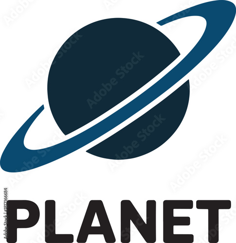 Planet icon with ring for space, astronomy, and exploration
