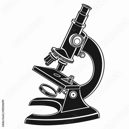 Magnified World of Science: An intricate depiction of a classic microscope, symbolizing the realm of scientific exploration and discovery, ready to unravel the hidden details of the microscopic world.