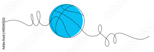Continuous line art of a volleyball. The concept of the most popular sport. This image is for a volleyball match banner or a sports shop. Vector illustration with attractive colors.