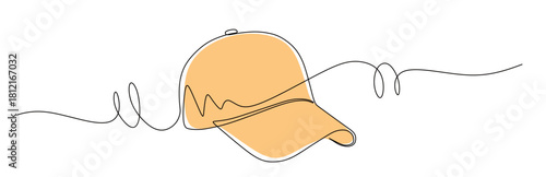 Continuous line art of a hat. Concept of a style. This image is for a shop banner. Vector illustration with attractive colors.