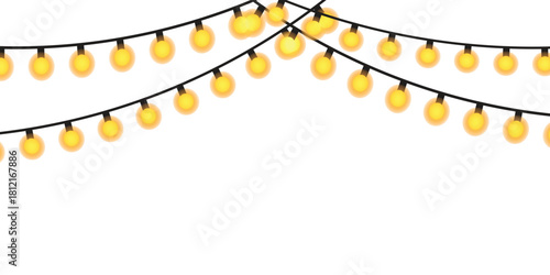 Warm glowing fairy light garland with golden sparkle for festive decoration.