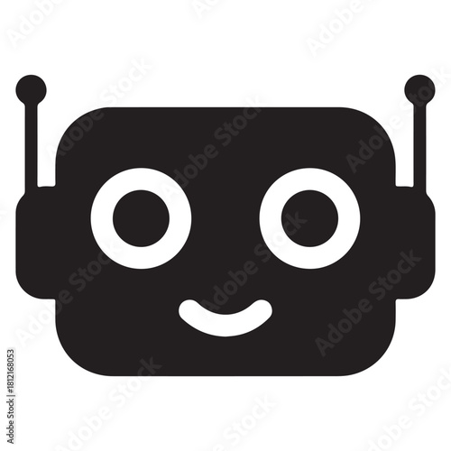 Black robot head with a smile, vector illustration