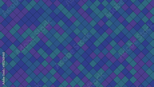 Abstract geometric pattern of interlocking diamond shapes in cool blue and purple tones
