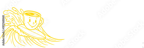 Joyful coffee cup character surfing a wave with a happy expression