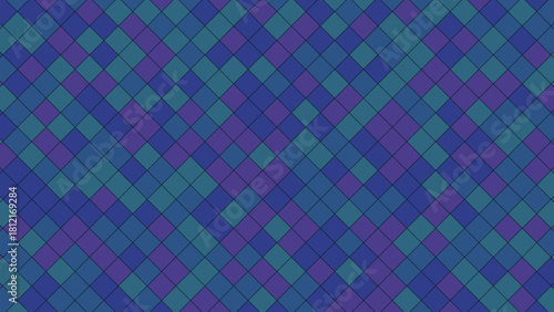 Intricate geometric pattern of interlocking diamond shapes in shades of blue and purple