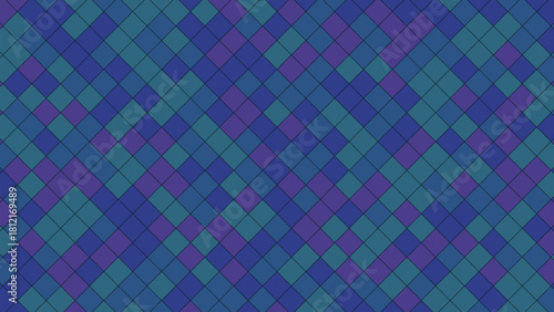 Abstract geometric pattern of interlocking diamonds in shades of blue and purple