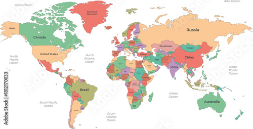Political World Map with Country Name