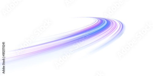 Abstract neon speed lines cross over dark space. Glowing motion streaks follow the paths of each line. The scene evokes futuristic digital motion. Vector illustration. PNG