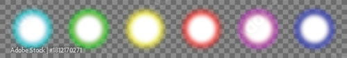 Colorful light effect set on transparent background vector illustration