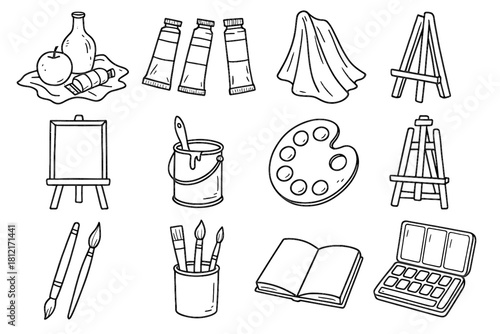 Still vector icon tubes paint open collection icons palette art studio cloth