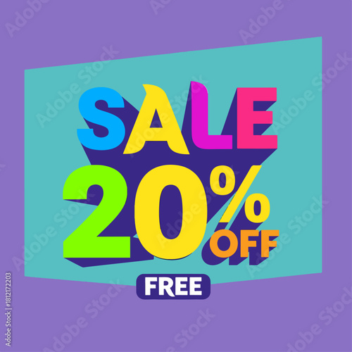 Vector Illustration of 20% percent discount  for your unique selling poster, banner ads.
