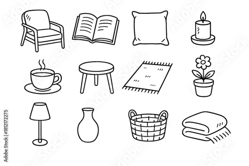 Vase blanket outdoor potted basket vector small candle icon rug reading lamp