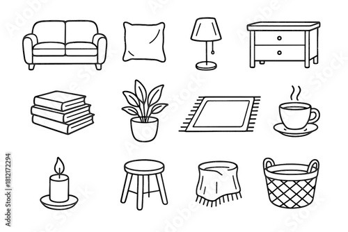 Basket cup candle vector icon living stack icons side relaxed lamp stool