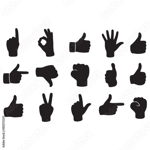 Hand Gesture Silhouette Icons Vector