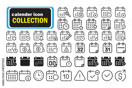 Minimal Calendar Icons . Schedule, Meeting, and Timeline Vector Set