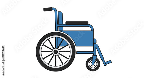 Blue wheelchair isolated with transparent background