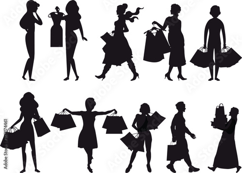 Women Shopping Silhouettes Collection