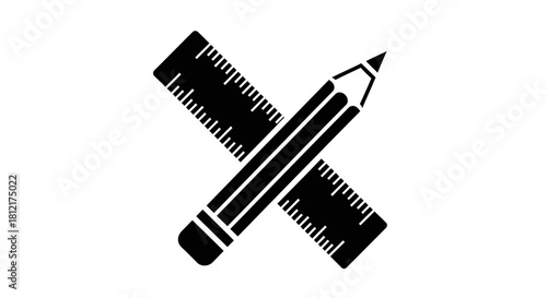 Pencil and ruler icon with transparent background