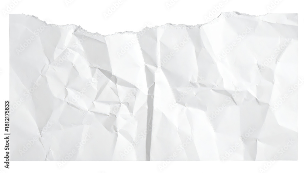 Obraz premium Torn Paper Texture: Close-up of a ripped and crumpled piece of paper, its texture and form revealing a story of use and discard.